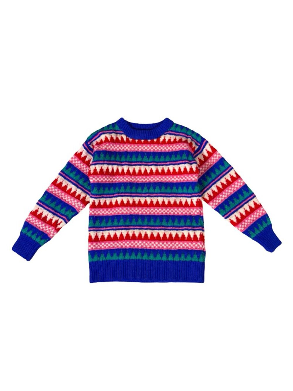Vintage Women’s Blue Red Wool Knit Sweater No Label